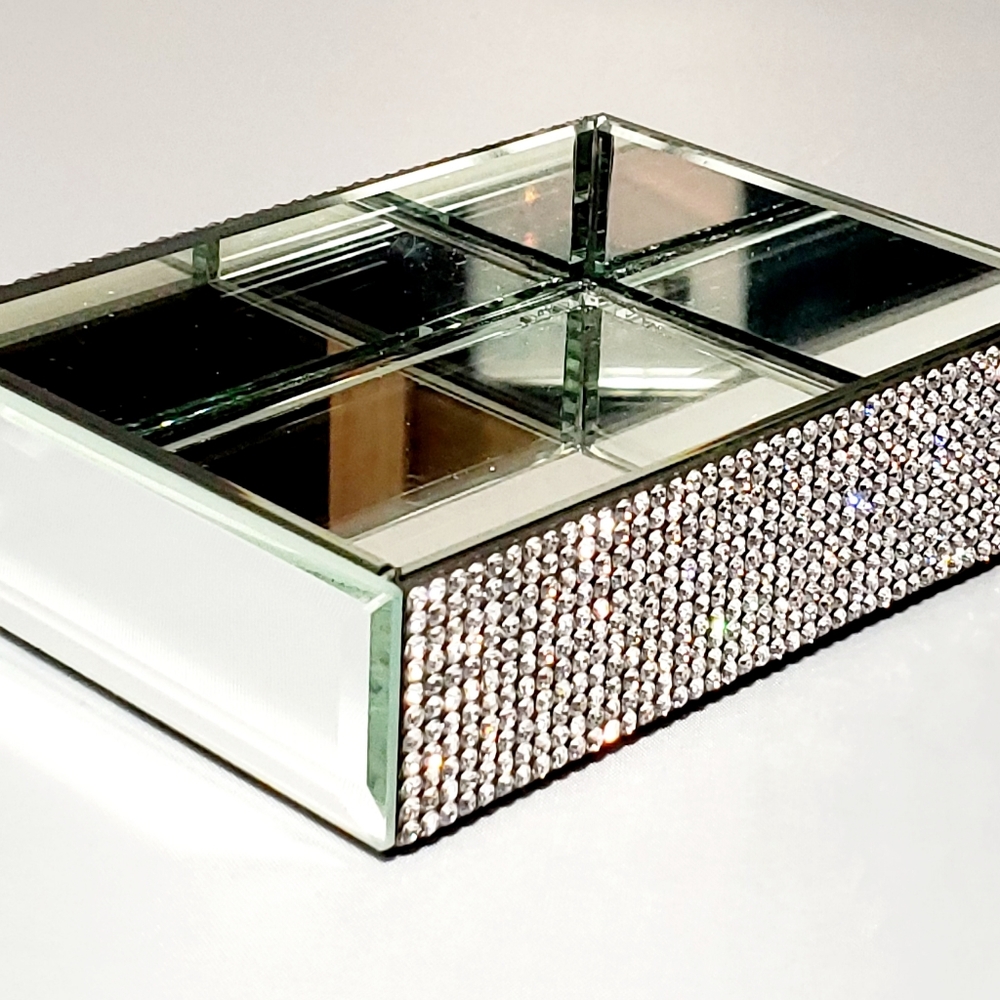 Bella Lux Soap Dish Mirrored Jeweled with Rhinest